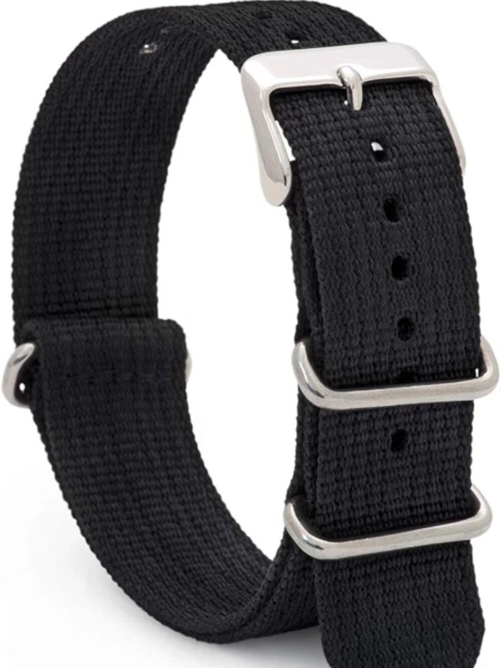 Speidel NATO Style Watch Band 18mm Black Woven Military Style Nylon Strap